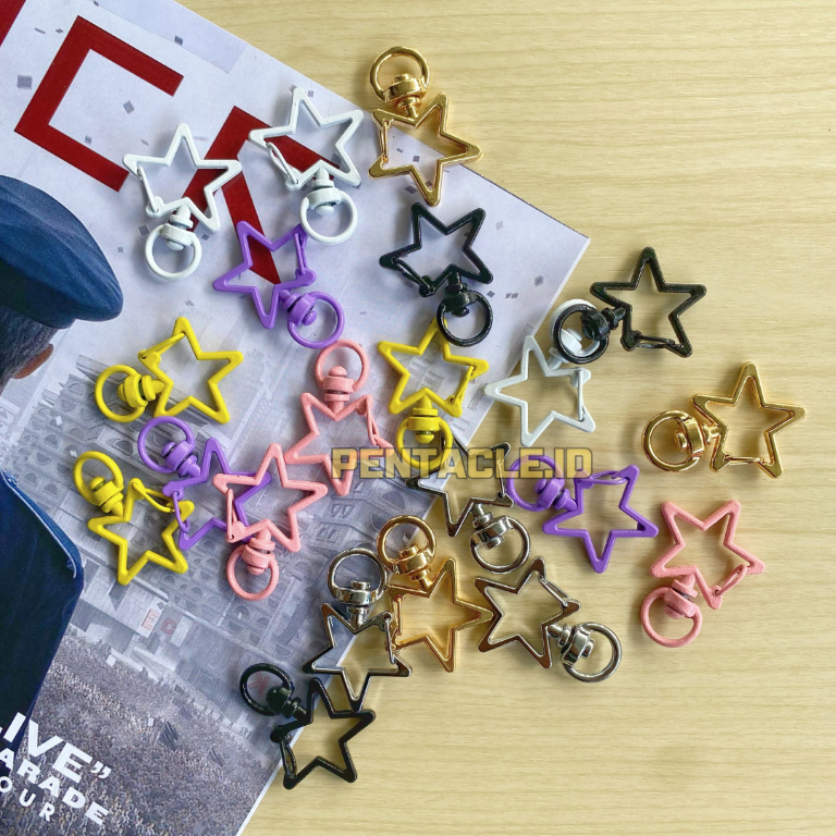 Gantungan Kait Bintang Warna Warni SATUAN Pengait Gantungan Kunci Charm Tas Warna-Warni Import Premi