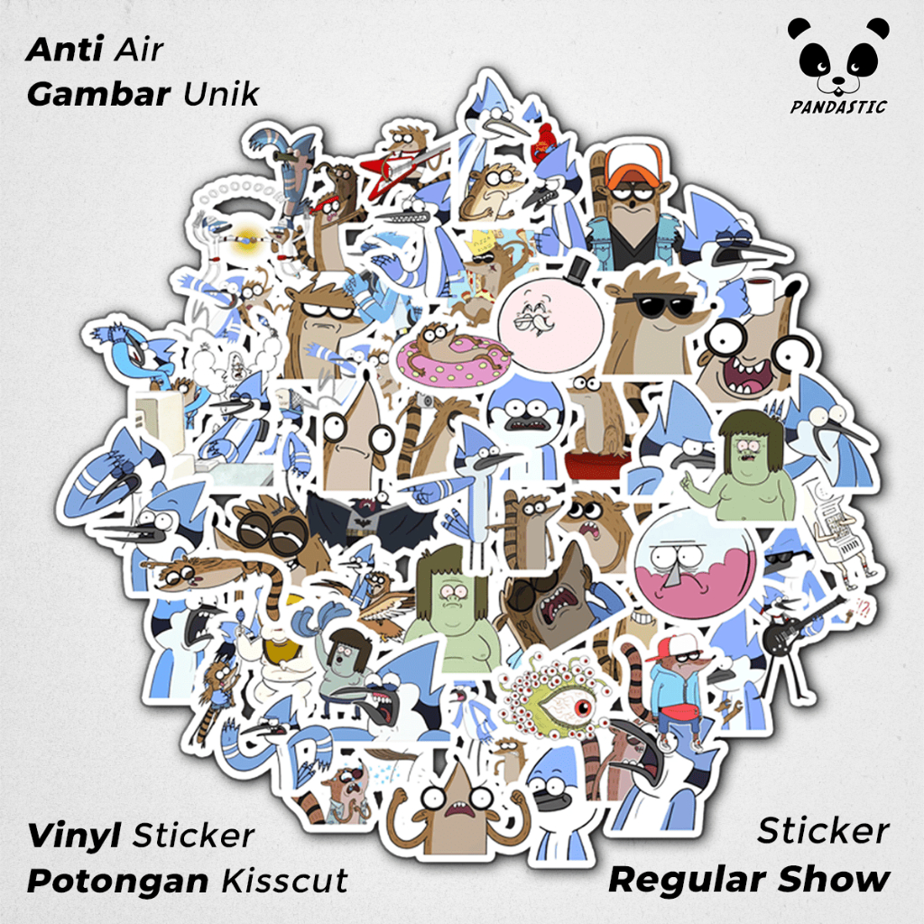 

Stiker Tempel Regular Show Kartun Film Paper Vinyl Dekorasi Laptop Koper Tumbler Kulkas DIY