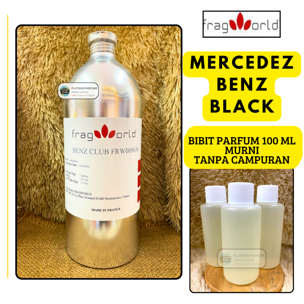 Bibit Parfum Grade Super MERCEDEZ BENZ BLACK ( 100 ML MURNI Non Alkohol ) Produk FRAGWORLD Fragrance