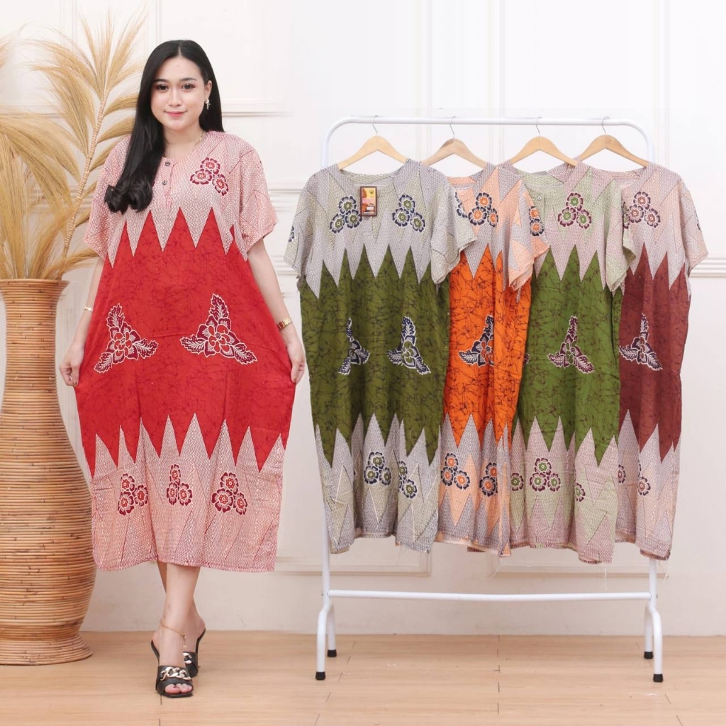 Daster Kencana Ungu Batik - Daster Busui LD 105 - Atasan Wanita - Batik Motif Abstrak Kekinian