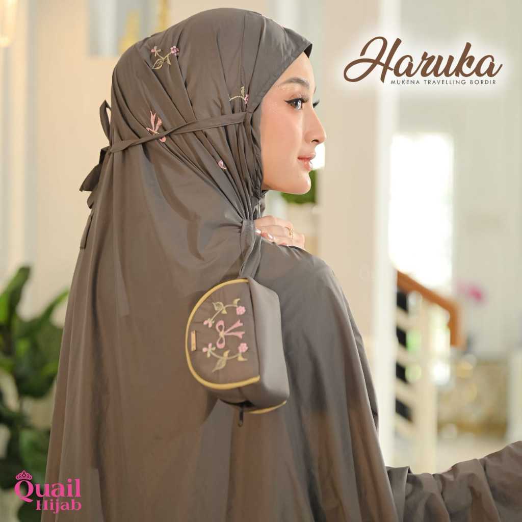 Haruka Mukena Traveling Original Quail Hijab Jilbab Wanita Korean Parasut Premium