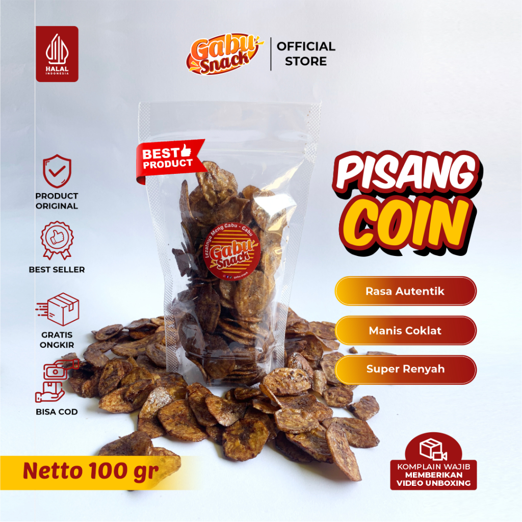 

Pisang Coin Cokelat 100 gr Manis Melekat Tanpa Lengket Dengan Kemasan Pouch