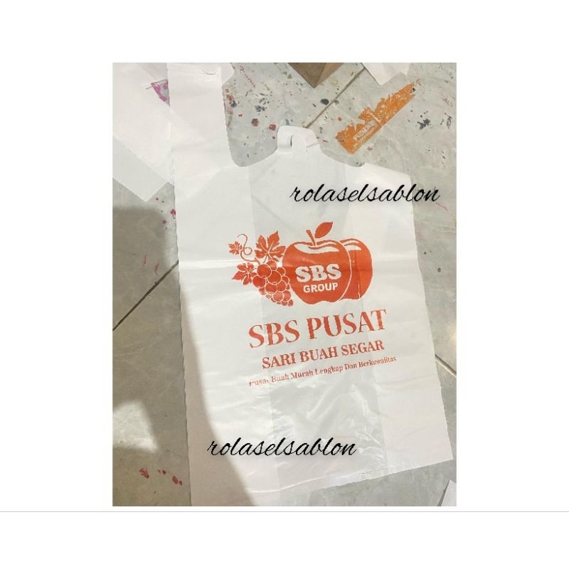 Kantong Plastik Sablon Custom ukuran Jumbo free desain/ kantong plastik tebal sablon custom