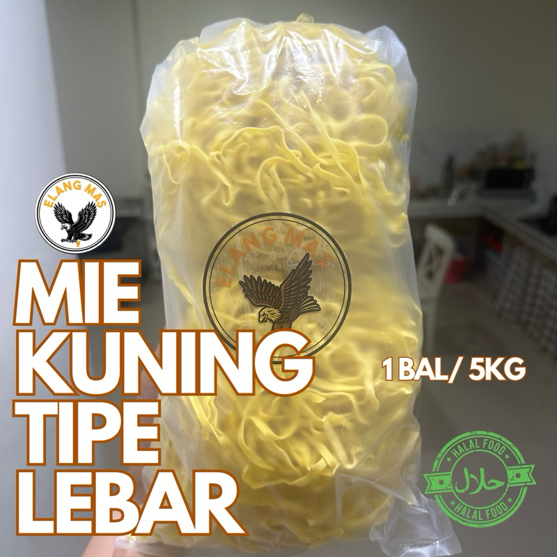 

Mie Kuning Kering 1BAL/ 5KG TIPE LEBAR Merek Elang Mas Asli Padang