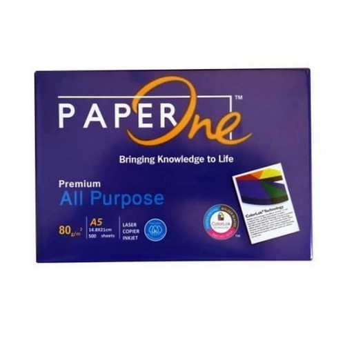 

Paperone Kertas HVS A5 80 gram Putih Polos 15 x 21 cm (1 RIM)