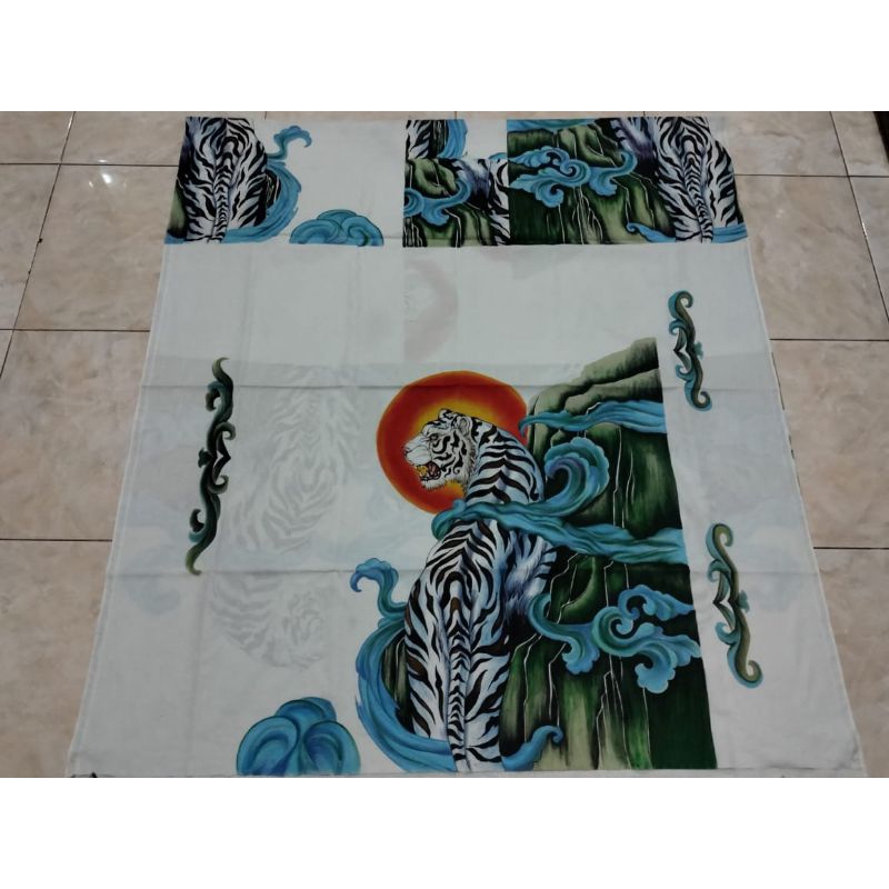 kain batik tulis pria tulis 3 dimensi motif macan putih