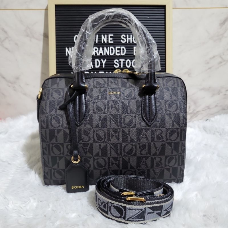 tas bonia original speedy monogram hitam tali lebar