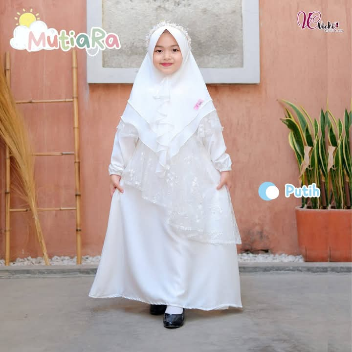 Mutiara Set Original Vichi Set Gamis Anak Kekinian Dengan Bahan Shakila Premium Mux Brukat Gliter Me