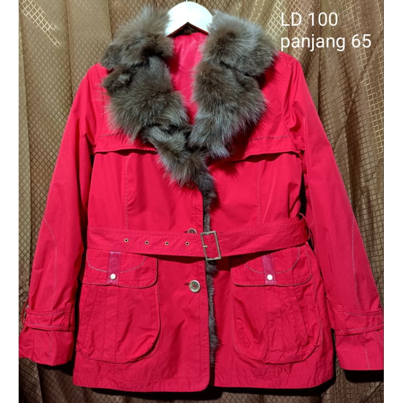 coat fur fox coat bulu rubah fur fox coat coat bulu merah coat wanita merah coat kerah bulu rubah co