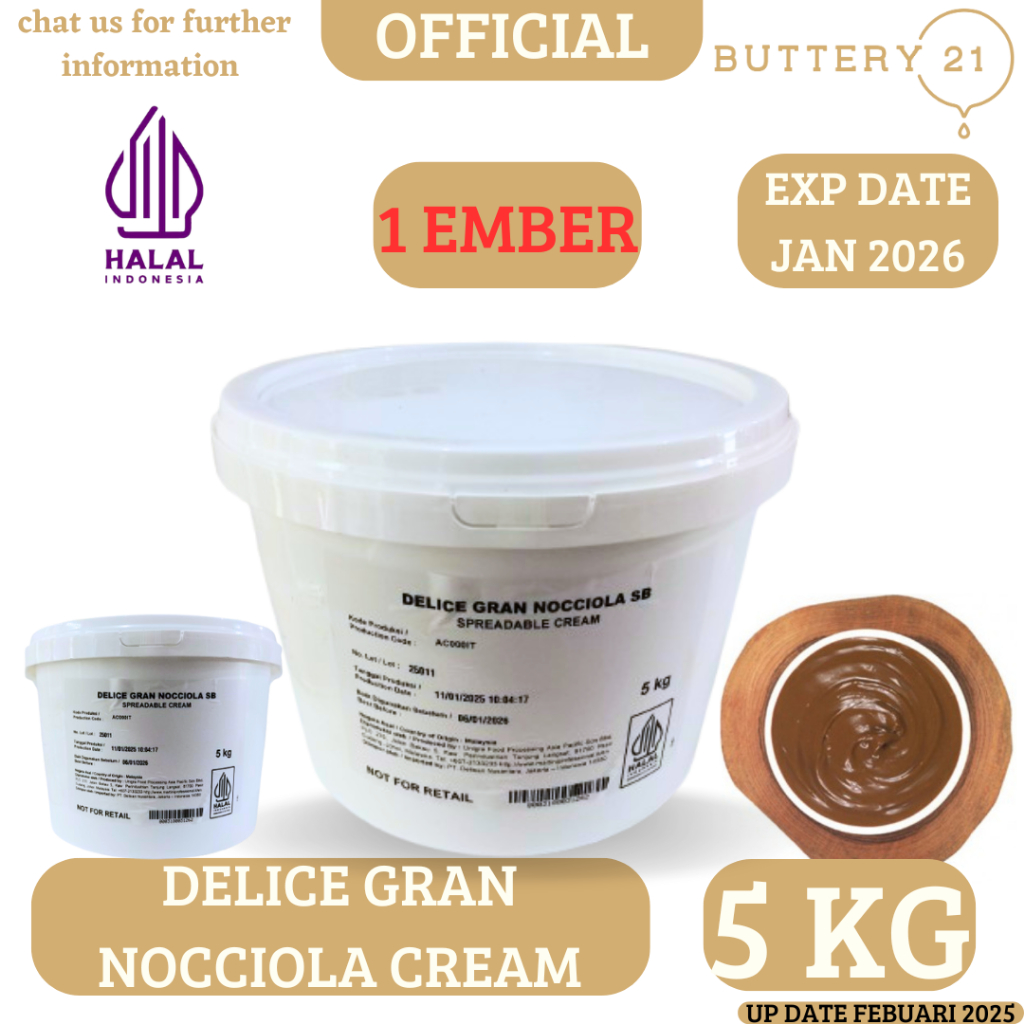 

DELICE GRAN NOCCIOLA SPREADABLE CREAM 5 KG/SELAI HAZELNUT/SELAI NOCCIOLA/SELAI HAZELNUT NACCIOLA