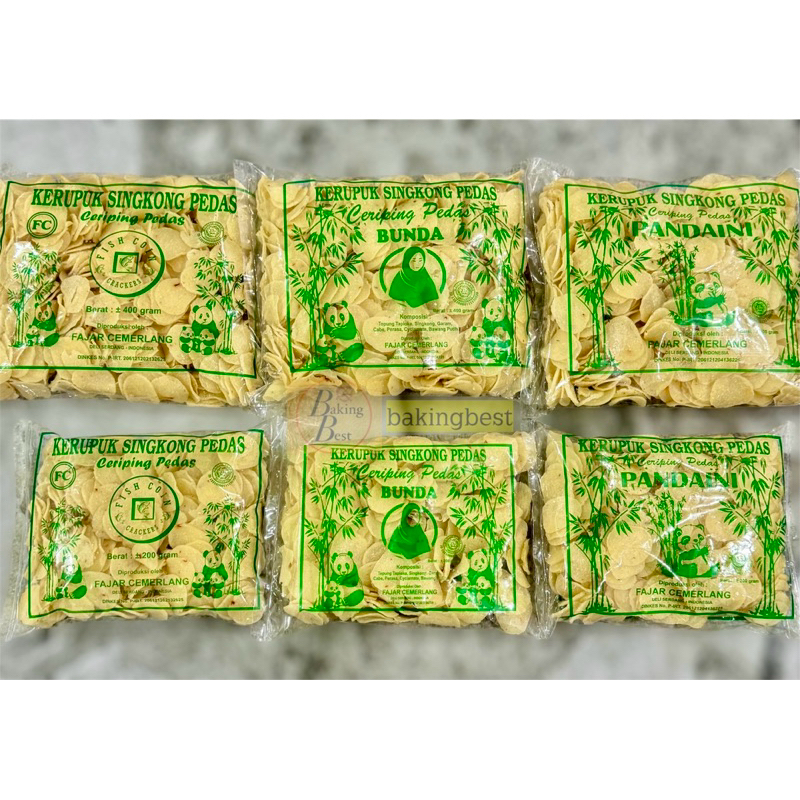 

COD ! Ceriping Pedas Halal Cap Bunda , Pandaini & Fish Coin . Kerupuk Singkong Pedas Gurih Renyah