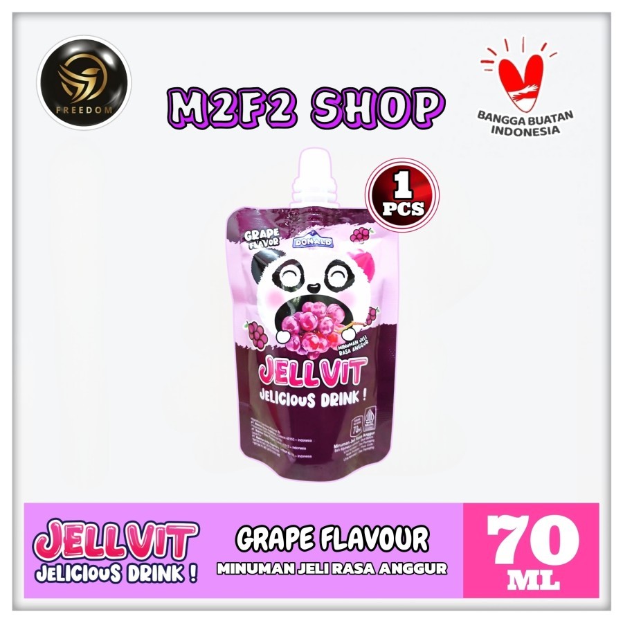 

Donald Jellvit Jelicious Drink Grape Flavor | Minuman Jelly Rasa Anggur Pouch - 70 ml (Kemasan Satuan)