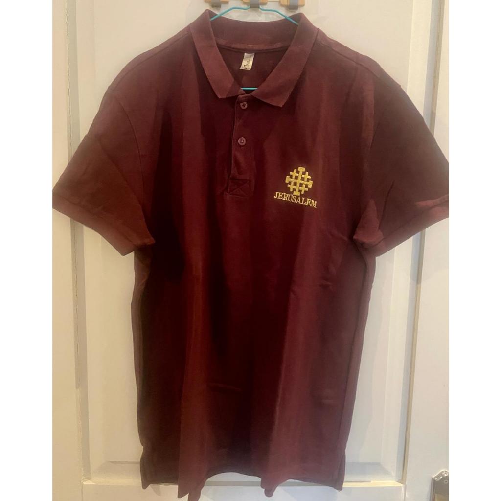 [USED] NO BRAND Men Polo Jerusalem Maroon Kaos Polo Pria Merah Maroon Jerusalem Polo Kasual Polo For