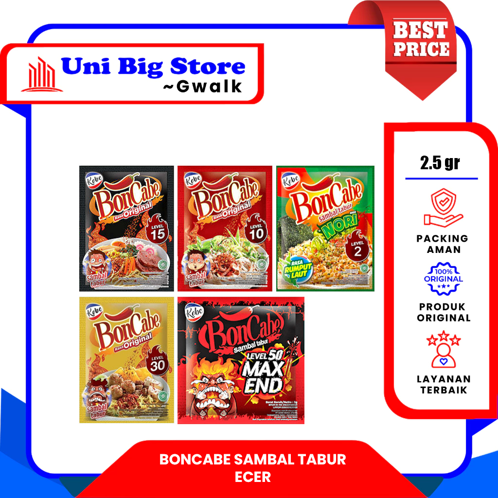 

KOBE BONCABE SAMBAL TABUR ALL VARIANT SACHET - 2.5 gr