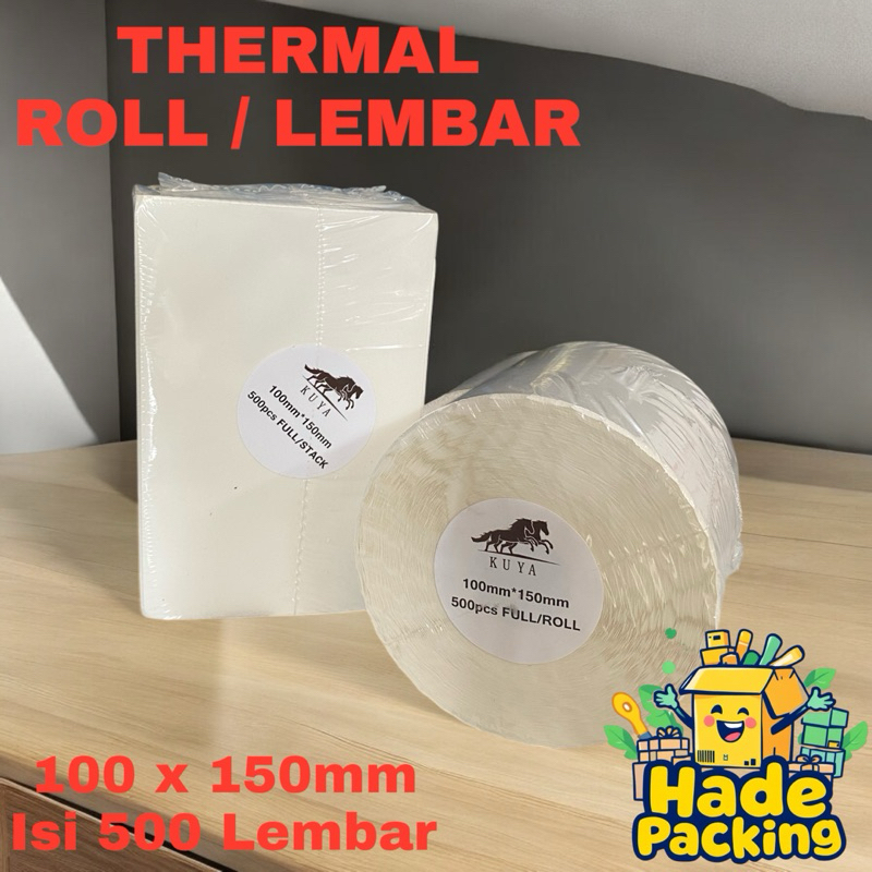 

Label stiker KUYA PAUS ROLL ATAU LEMBAR Thermal 100 x 150 500pcs Waterproof / Label kertas isi 500pcs Tidak luntur lem kuat terjamin