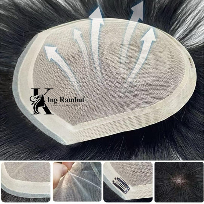TL03-KINGRAMBUT- Premium Skin Toupee wig Hair 100% rambut asli untuk pria | Toupee rambut pria
