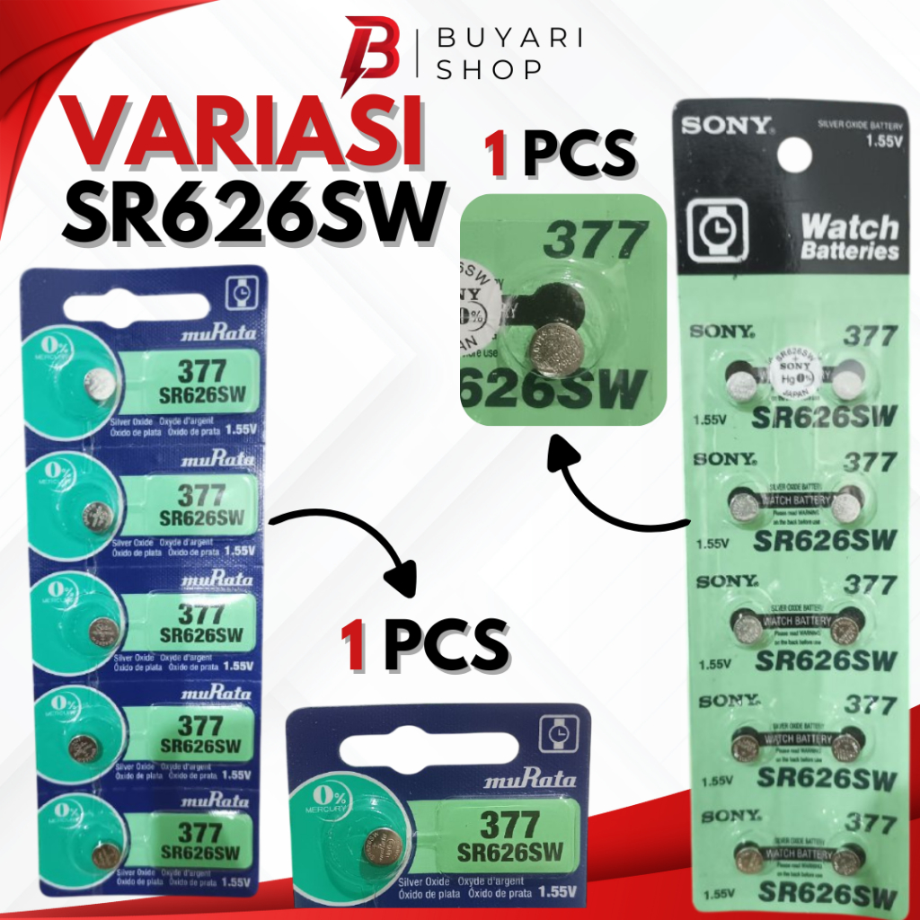 BISA COD Baterai Jam Tangan Murata 377 SR626SW Original LR626 626 377A Batre Jam Tangan Kecil 377 Ba