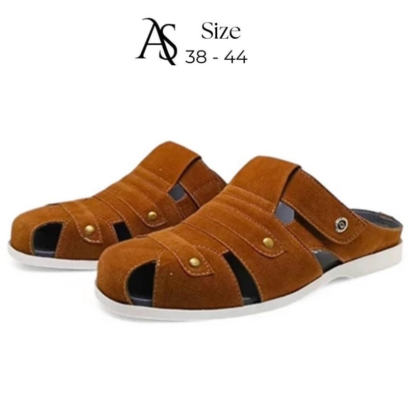 AS - Orval Tan Sandal Bustong Pria Ukuran 38.44 Sendal Formal Sendal Sepatu Semi Formal Classic Kuli