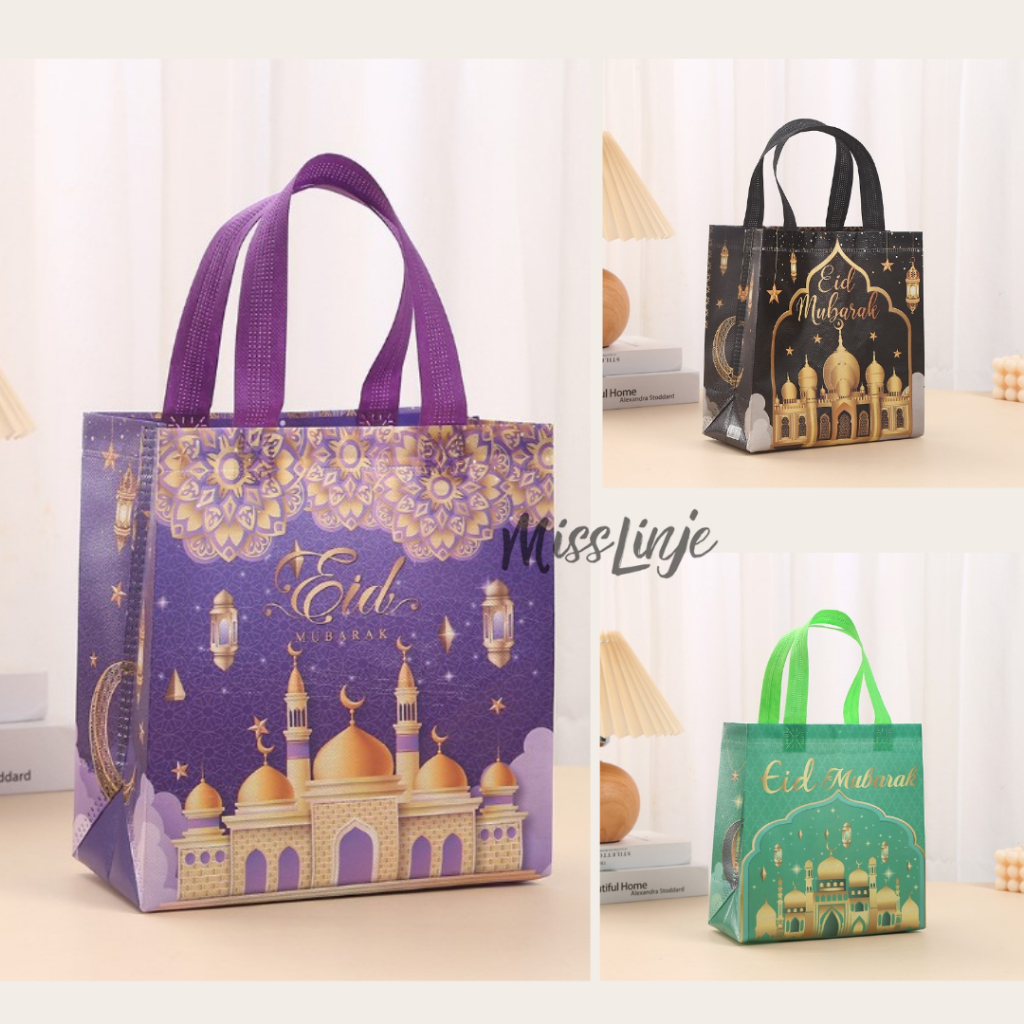 

MissLinje Tas Souvenir Giftbag Hampers Idul Fitri Goodie Bag Lebaran Eid Mubarak Non Woven Anti Air