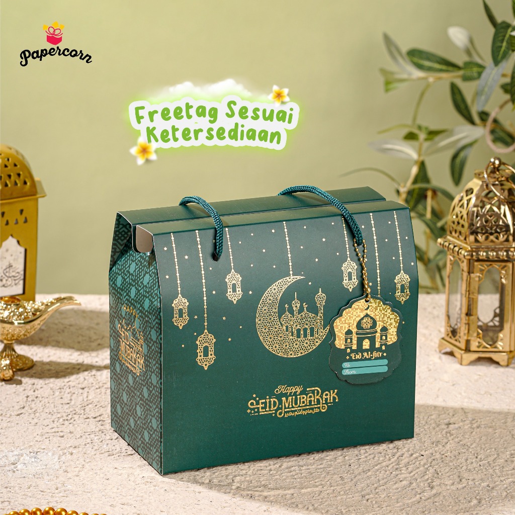 

10 Pcs Gable Box hampers idul fitri- muat 2 toples Hijau tua Toples Jar 500-800 ml Hijau Tua 19x10x11(total tinggi 16cm)