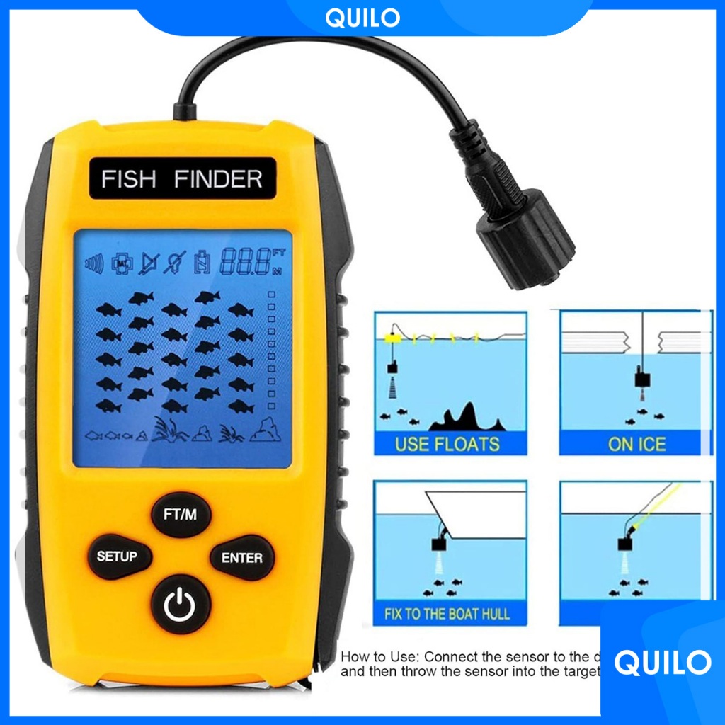 PELACAK IKAN PERALATAN FISH FINDER PORTABLE SONAR ALARM GPS LED SENSOR