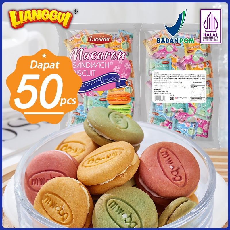 

[HALAL] Lianggui Macaron Biskuit Mini Cookies Isi 50Pcs Kue Lebaran Best Seller Enak Cemilan Macaron Snack Viral HAMPERS LEBARAN IDUL FITRI JAJAN LEBARAN