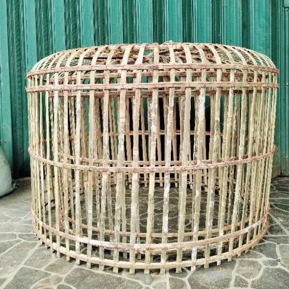 Kandang/ Kurungan Ayam Jago Bulat Bambu (KHUSUS PENGIRIMAN INSTAN)