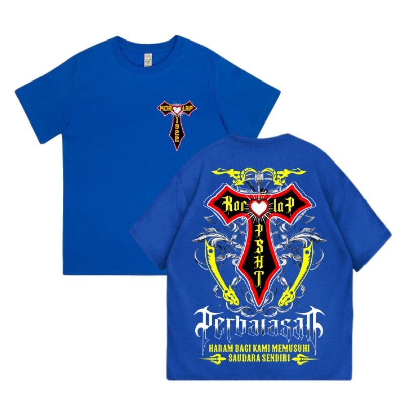 Promo Kaos Korlap T SH Terate Sleret merah Bahan Cotton Combed Biru