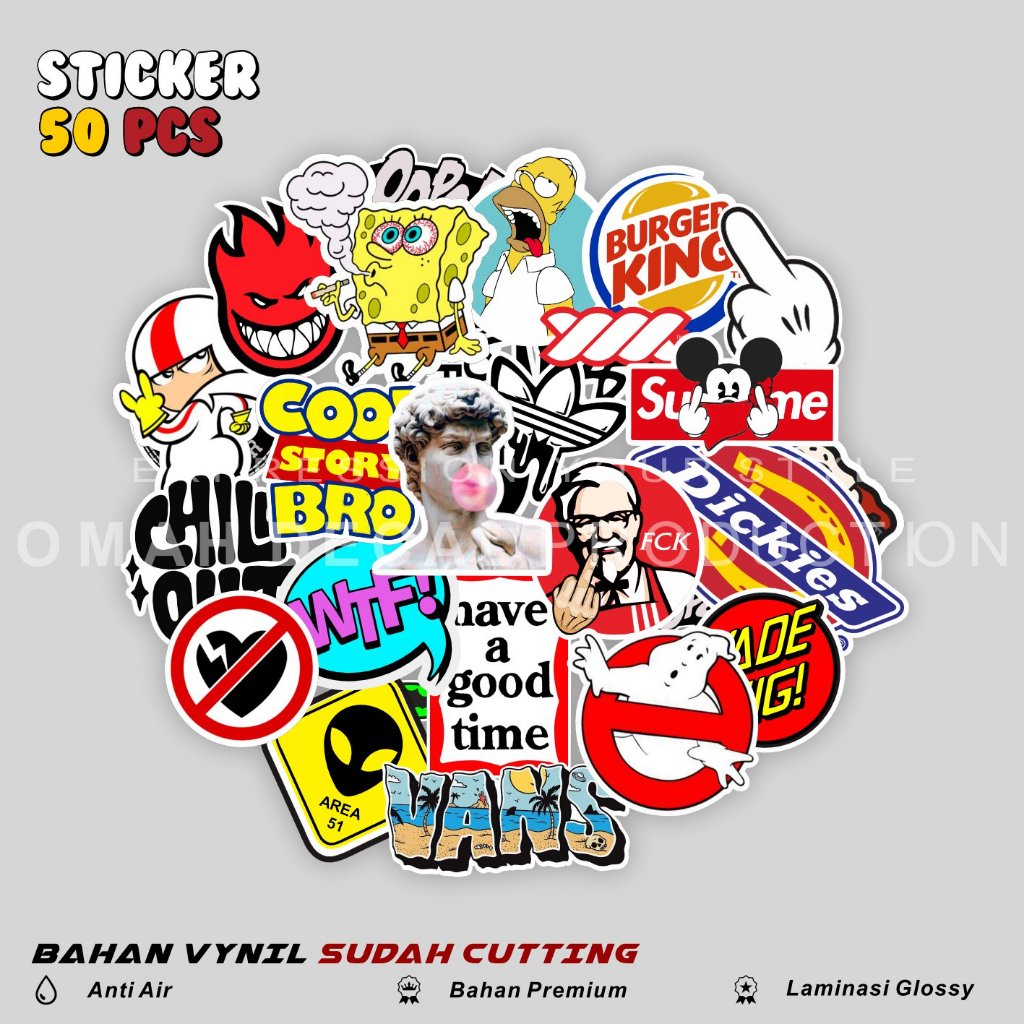 

STICKER PACK HYPEBEAST DISTRO BRAND STIKER AESTHETIC STICKER LAPTOP CASE HP HELM