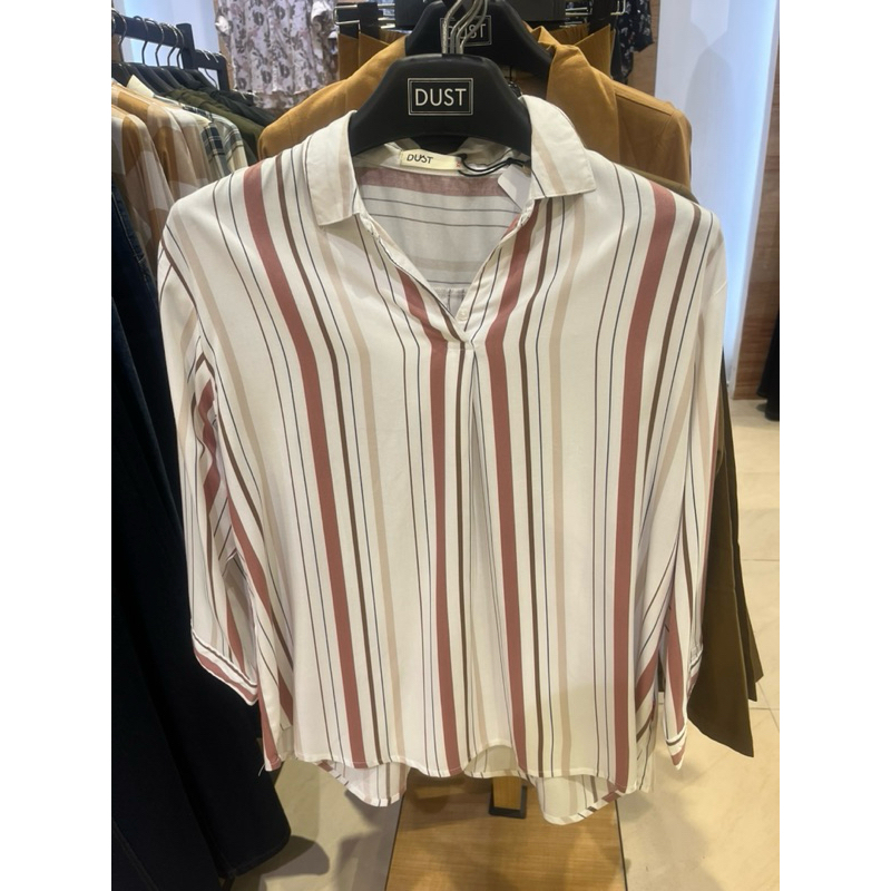 KEMEJA DUST MOTIF STRIP GARIS PINK