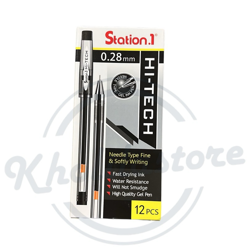 

(12 pcs) Pulpen Gel Hi Tech Station. 1 0.28mm