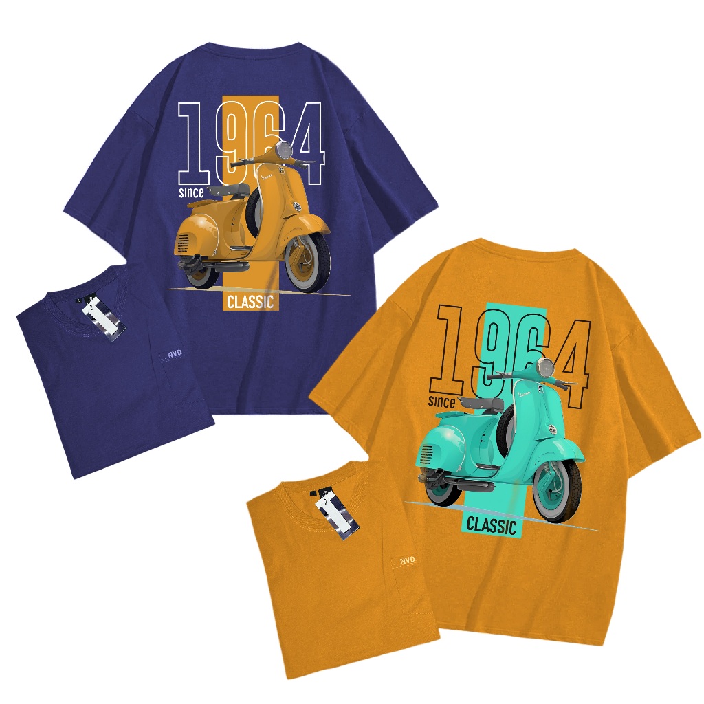 paket 2 pcs kaos pocket vespa pria / baju kaos pria / kaos polos pocket saku pria