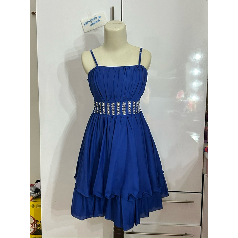 EX PRIBADI - DRESS PESTA GAUN PREMIUM BLUE ELECTRIC BIRU ELEKTRIK PRESWEET SWEET SEVENTEEN SWEET17