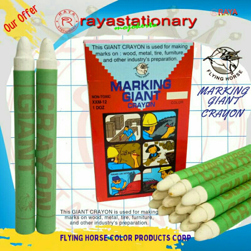 

Flying Horse XXM-12 Non Toxic Marking Giant Crayon / Crayon Besar Jumbo Warna Putih