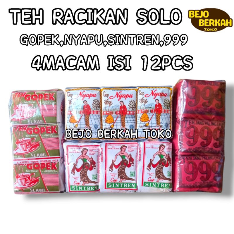 

teh racikan solo gopek,nyapu,sintren,999 merah isi 12pcs 4macam teh