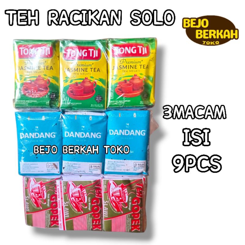 

teh racikan solo gopek,dandang,tong tji 9pcs 3macam teh
