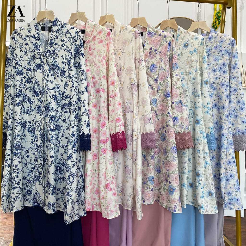 JASTIP ZOE ARISSA Zilfa Kurung Kebarung Raya 2025 Printed Floral BF Friendly Kurung Lace Premium