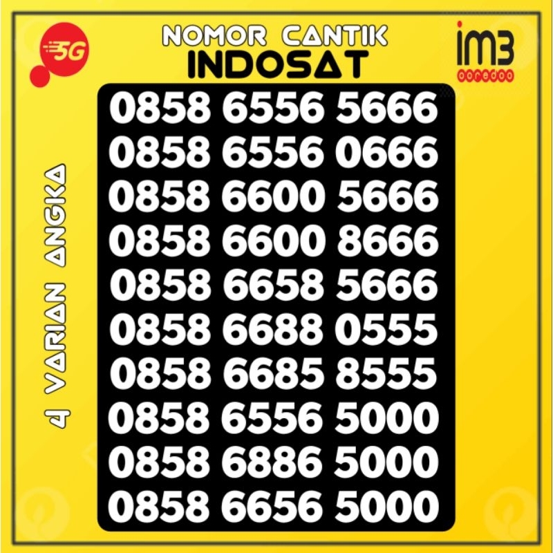 Nomor Cantik Indosat Im3 ooredoo Triple 666 4 varian angka - Kartu perdana im3 cantik triple 666