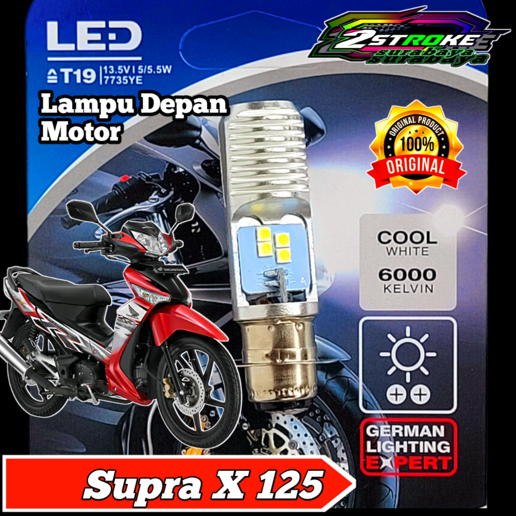 Lampu Depan Motor Honda Supra X 125 LED Putih Ac/Dc 12Volt Pengganti Dop/Bohlam Standart WrT19