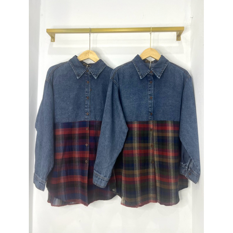 kemeja flanel jeans bkk
