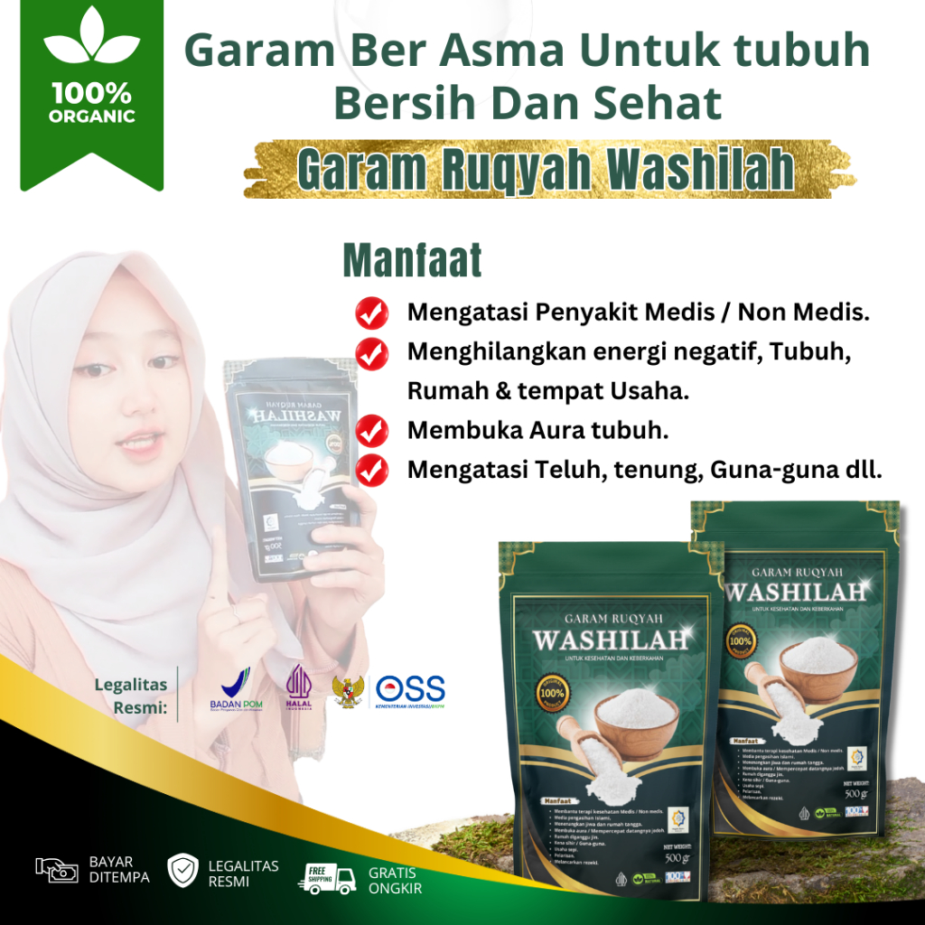 

Garam Ruqyah WASHILAH 500gr| GARAM RUKIYAH Syekh Ali Jaber Original-Garam mandi terapi Kesehatan