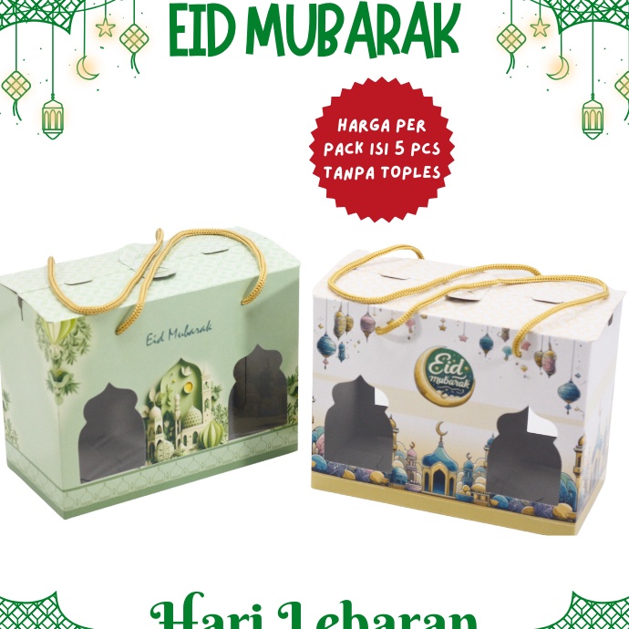 

box hampers idul fitri Kotak Toples Jar isi 2 Toples 5 Pcs Kantong Paperbag hampers Idul Fitri rahmadan lebaran