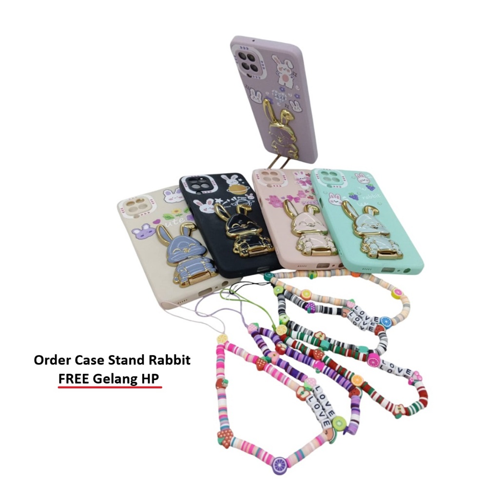 Case Free Gelang HP SoftCase 3D Stand Rabbit Vivo Y32 Y33S Y33T Y35 4G Y35 5G Y35+ Y36 Y36 5G Y77T 5