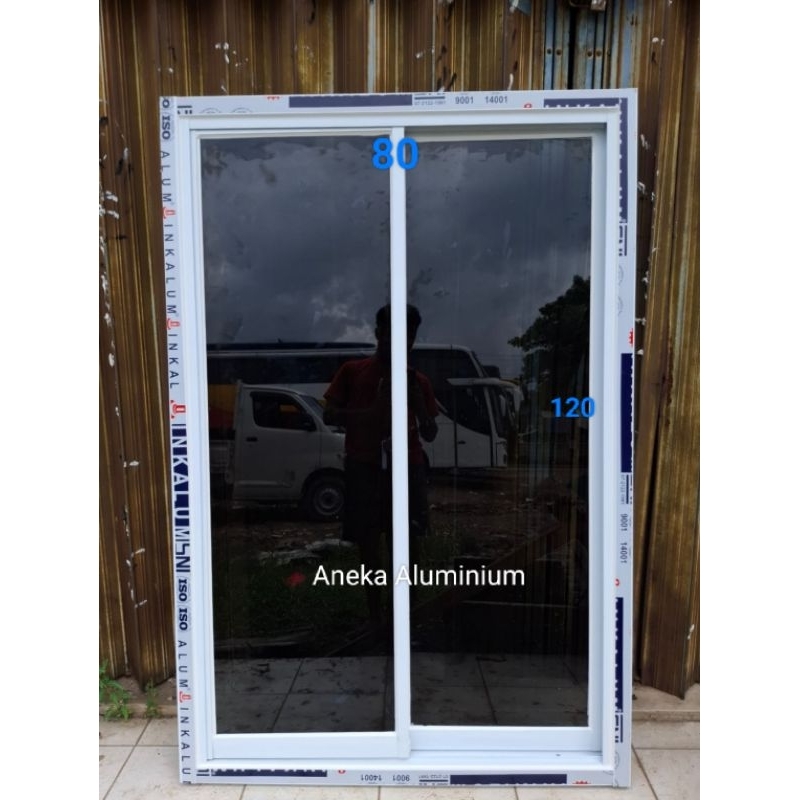Jendela Aluminium bukaan geser (sliding)+kusen UK  L 80 × T 120