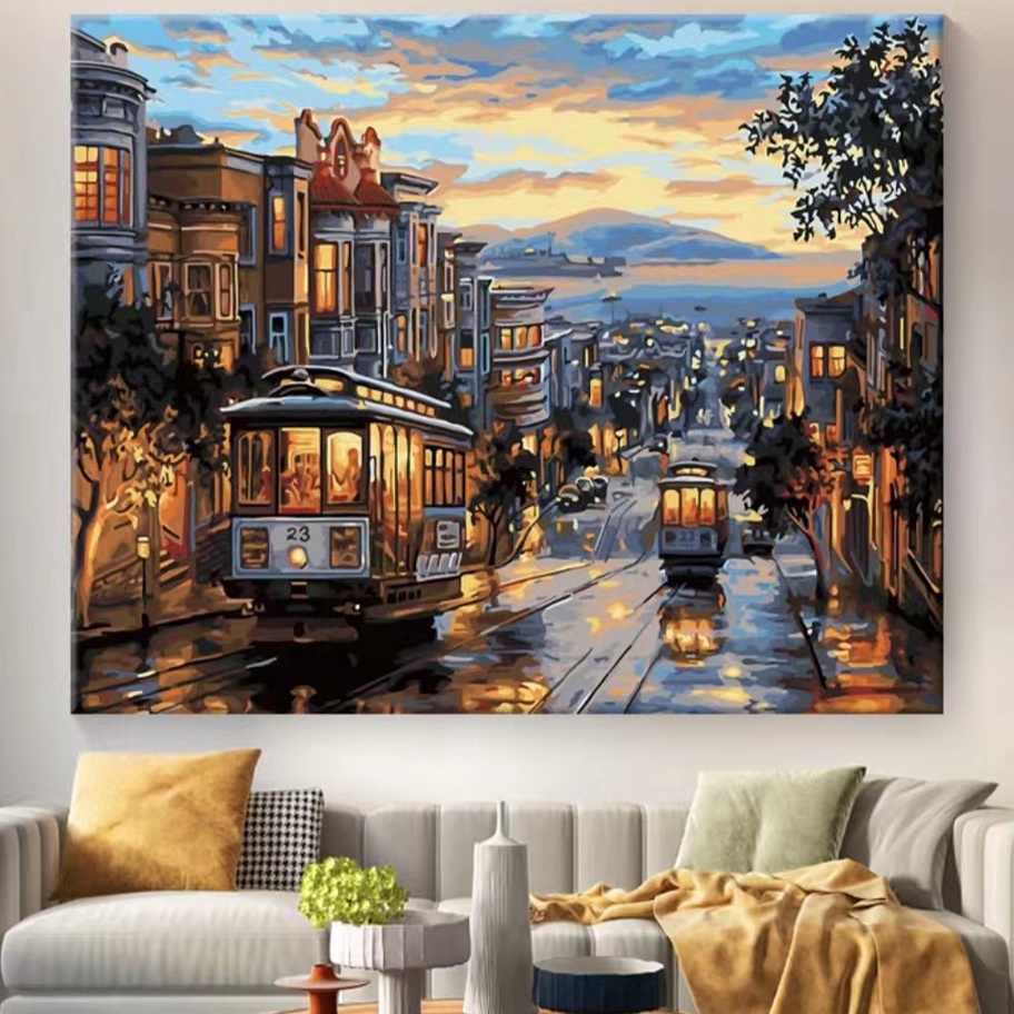 

DIY Painting Canvas Paint By Number kit Lukisan 4x5cm
