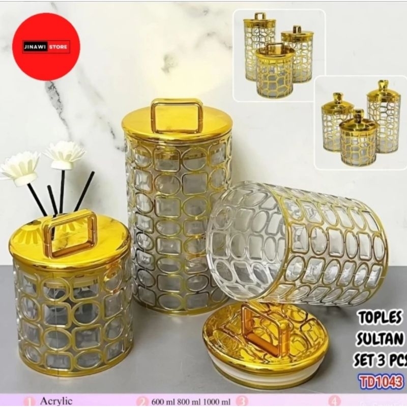 TOPLES SULTAN SET 3 PCS TOPLES PLASTIK AKRILIK TOPLES MEWAH GOLD
