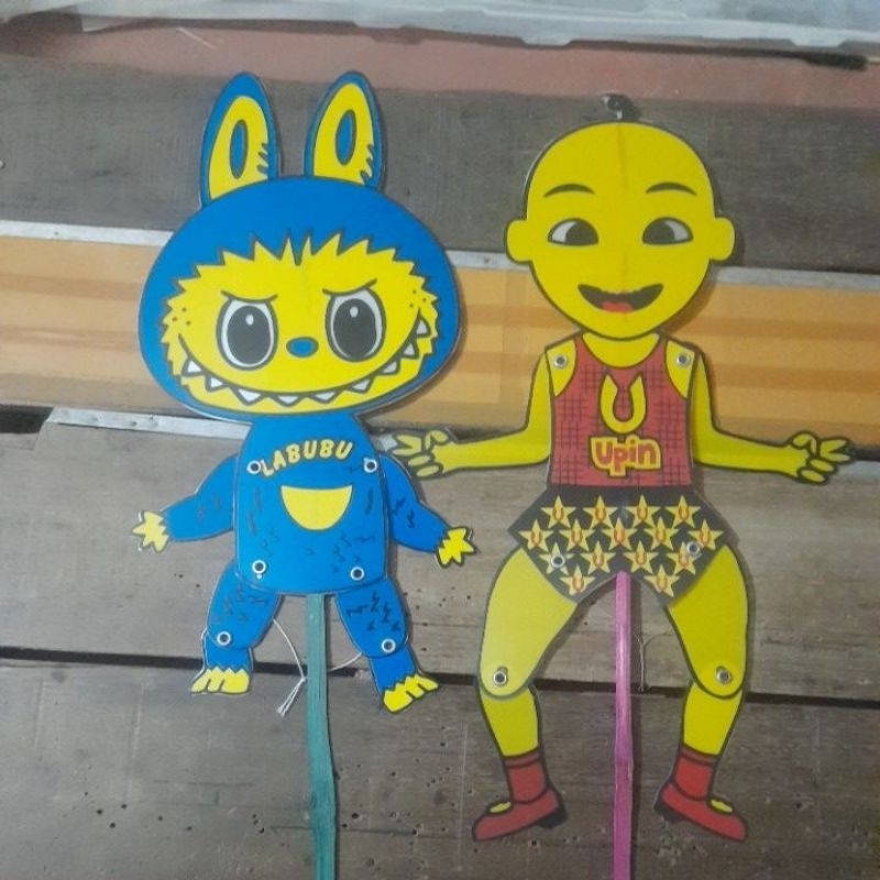 mainan anak karakter wayang upin ipin,labubu