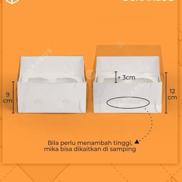 

Box kue putih premium mika box Hampers kue 18x18x9/12cm