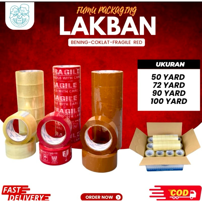

LAKBAN PUTIH COKLAT 45mm 90yard , sangat lengket dan kuat