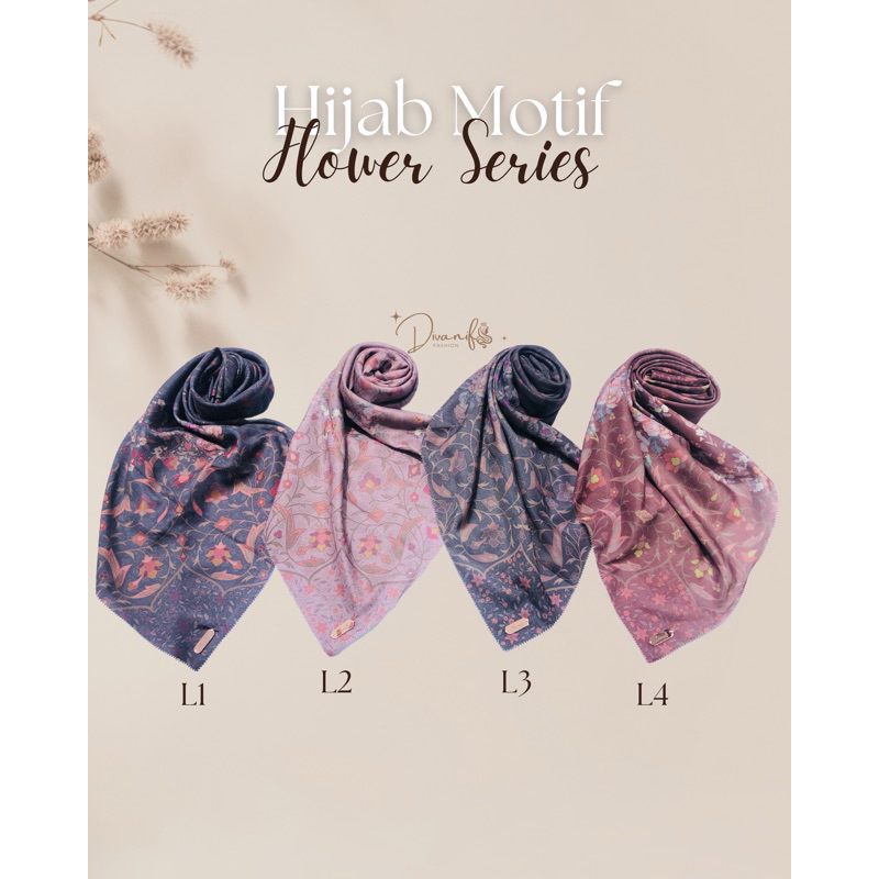 Hijab Motif Flower Series/ Hijab segi empat voal/hijab lebaran